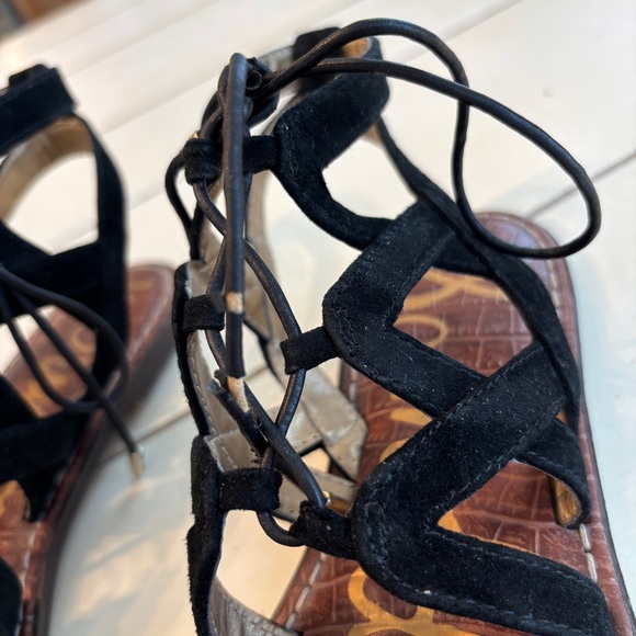 Sam Edelman Gemma Gladiator Leather Lace Up Suede Sandal Women's Size 8 Black - Picture 5 of 12